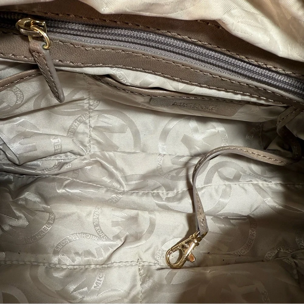 Michael Kors Moxley Taupe Leather Shoulder Crossbody Bag